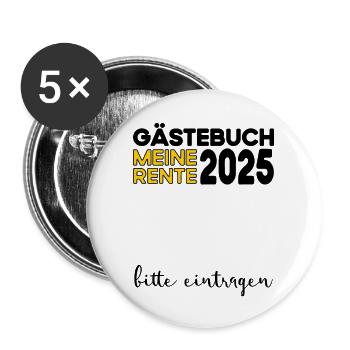 Pension 2025 Livre d'or Pension Retraite Grand-mère Grand-père - Lot de 5 grands badges (56 mm) - blanc - Devant