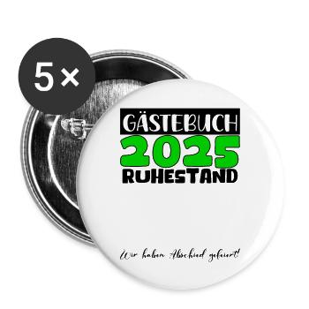 Pension 2025 Guestbook Pension Retirement Grandma Grandpa - Buttons large 2.2''/56 mm (5-pack) - white - Front