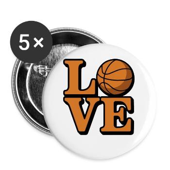 Love Basketball - Buttons large 2.2''/56 mm (5-pack) - white - Front