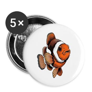 Clownfisch - Buttons groß 56 mm (5er Pack) - Weiß - Vorne