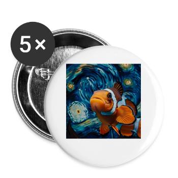 Clownfisch - Buttons groß 56 mm (5er Pack) - Weiß - Vorne