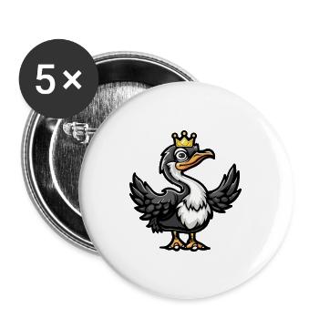 Strauß Cartoon Krone - Buttons groß 56 mm (5er Pack) - Weiß - Vorne