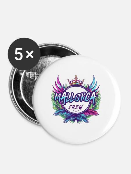 Mallorca Crew Bunt - Buttons groß 56 mm (5er Pack) - Weiß