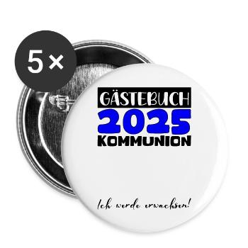 Livre d'or communion 2025 cadeau filles garçons - Lot de 5 grands badges (56 mm) - blanc - Devant