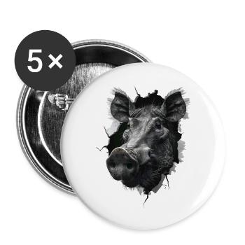 Warzenschwein - Buttons groß 56 mm (5er Pack) - Weiß - Vorne