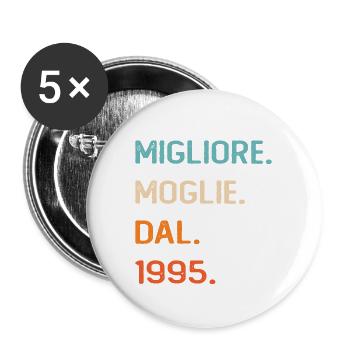 Wife since 1995 - Buttons large 2.2''/56 mm (5-pack) - white - Front