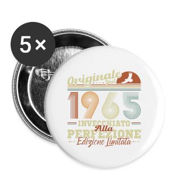 Cadeau d’anniversaire rétro original de 1965 - Lot de 5 grands badges (56 mm) - blanc - Devant