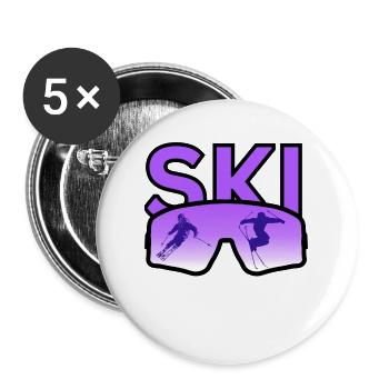 Ski - Lot de 5 grands badges (56 mm) - blanc - Devant