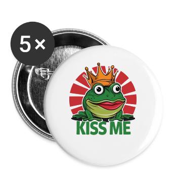 Schöner lustiger Frosch Valentinstag - Buttons groß 56 mm (5er Pack) - Weiß - Vorne