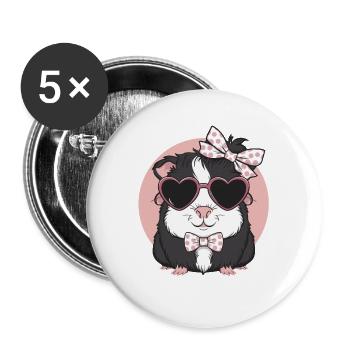 Meerschweinchen Liebe Love - Buttons groß 56 mm (5er Pack) - Weiß - Vorne