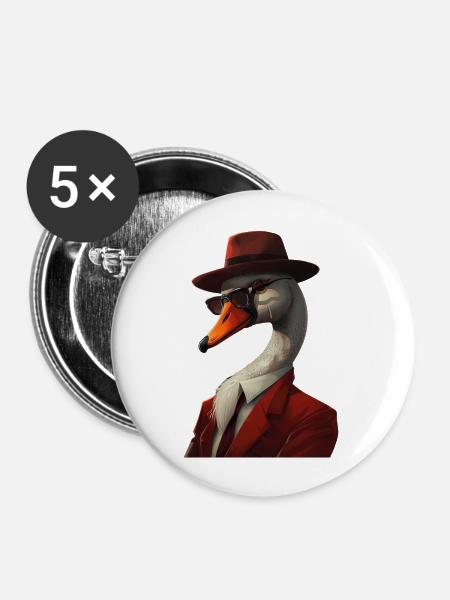 Schwan - Buttons groß 56 mm (5er Pack) - Weiß