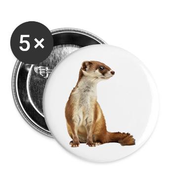 Wiesel - Buttons groß 56 mm (5er Pack) - Weiß - Vorne