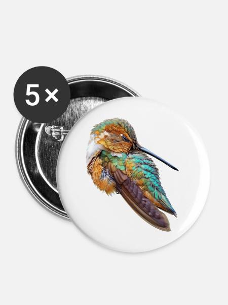 Kolibri - Buttons groß 56 mm (5er Pack) - Weiß