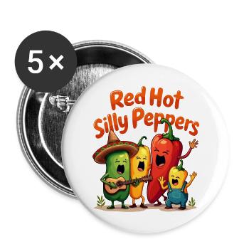 Piments ridicules rouges - Lot de 5 grands badges (56 mm) - blanc - Devant