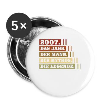 Vintage Born 2007 Man Myth Legend - Buttons large 2.2''/56 mm (5-pack) - white - Front