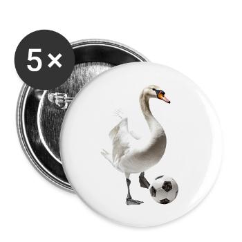 Schwan - Buttons groß 56 mm (5er Pack) - Weiß - Vorne