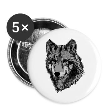 Abstraktes Hunde Gesicht - Buttons groß 56 mm (5er Pack) - Weiß - Vorne