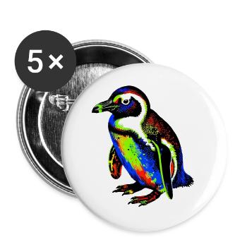 Pinguin - Buttons groß 56 mm (5er Pack) - Weiß - Vorne