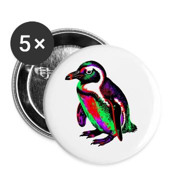 Pingouin - Lot de 5 grands badges (56 mm) - blanc - Devant