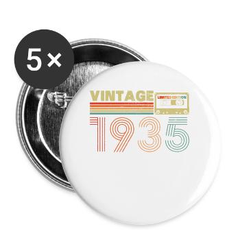 1935 Vintage Retro 90 Jahre Geburtstagsgeschenk - Buttons groß 56 mm (5er Pack) - Weiß - Vorne