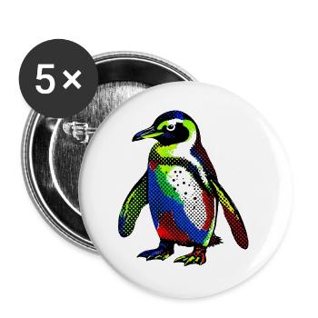 Pingouin - Lot de 5 grands badges (56 mm) - blanc - Devant