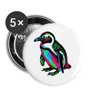 Pinguin - Buttons groß 56 mm (5er Pack) - Weiß - Vorne
