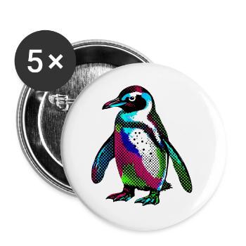 Pingouin - Lot de 5 grands badges (56 mm) - blanc - Devant