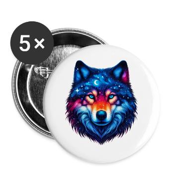 Wolf - Buttons groß 56 mm (5er Pack) - Weiß - Vorne