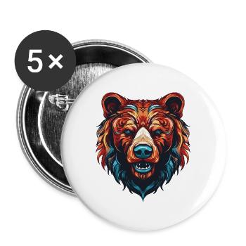Bär Porträt - Buttons groß 56 mm (5er Pack) - Weiß - Vorne
