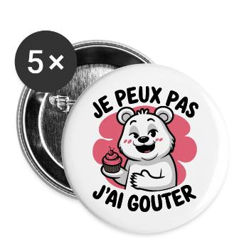 je peux pas j'ai gouter - Lot de 5 grands badges (56 mm) - blanc - Devant