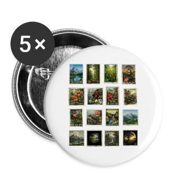 Postage stamps help nature - Buttons large 2.2''/56 mm (5-pack) - white - Front