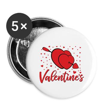 xoxo love you amore Blumen Frauen Valentinstag 14 - Buttons groß 56 mm (5er Pack) - Weiß - Vorne