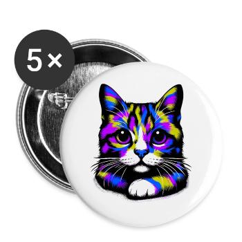 Cat - Buttons large 2.2''/56 mm (5-pack) - white - Front