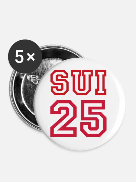 SUISSE Schweiz 2025 - Buttons groß 56 mm (5er Pack) - Weiß