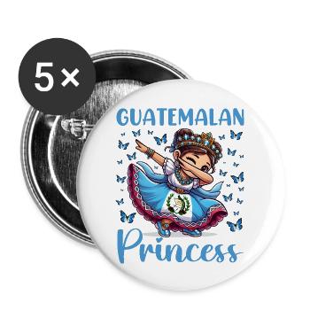 Guatemalan Princess Dabbing for girls & kids - Buttons large 2.2''/56 mm (5-pack) - white - Front