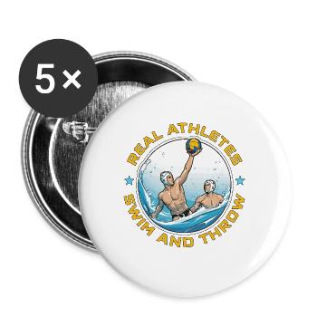 Water Polo Real Athletes Swim And Throw Swimmer - Buttons groß 56 mm (5er Pack) - Weiß - Vorne