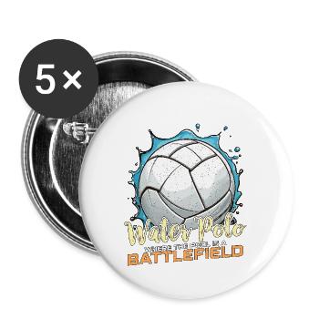 Water Polo Where The Pool Is A Team Sport Diving - Buttons groß 56 mm (5er Pack) - Weiß - Vorne