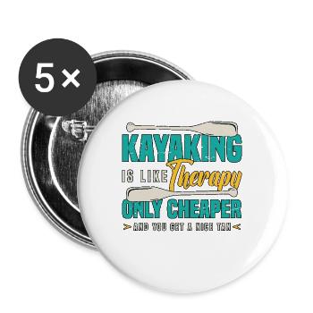 Kayak Pêche Le kayak est comme une thérapie : le canoë - Lot de 5 grands badges (56 mm) - blanc - Devant