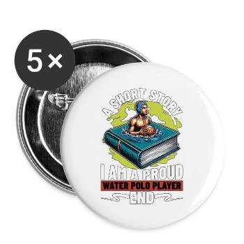 Water-polo Une petite histoire Je suis un fier gardien de but - Lot de 5 grands badges (56 mm) - blanc - Devant