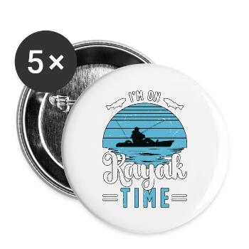 Kayak Fishing I'm On Kayak Time Loves Water Sports - Buttons large 2.2''/56 mm (5-pack) - white - Front