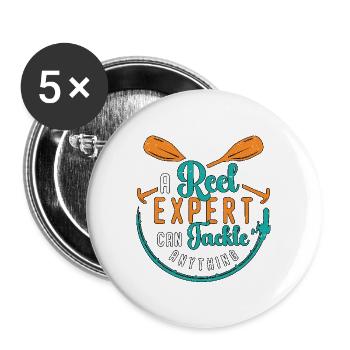 Kayak Fishing A Reel Expert Can Tackle Fisherman - Buttons large 2.2''/56 mm (5-pack) - white - Front