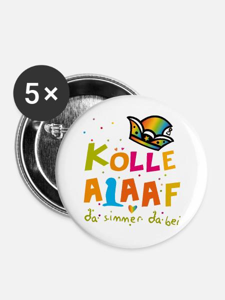 Karneval Alaaf - Buttons groß 56 mm (5er Pack) - Weiß