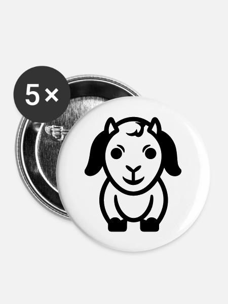 Ziegenbock - Buttons groß 56 mm (5er Pack) - Weiß