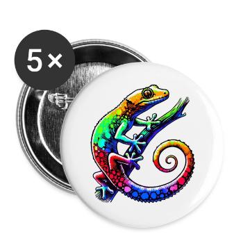 Gecko - Buttons groß 56 mm (5er Pack) - Weiß - Vorne