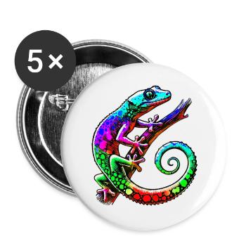 Gecko - Buttons groß 56 mm (5er Pack) - Weiß - Vorne