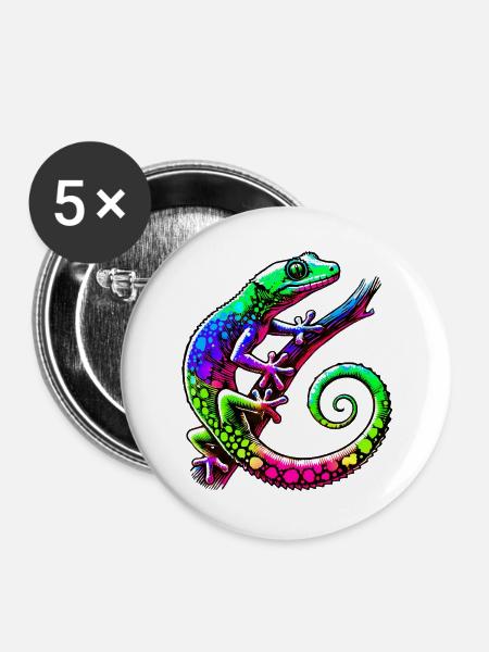 Gecko - Buttons groß 56 mm (5er Pack) - Weiß