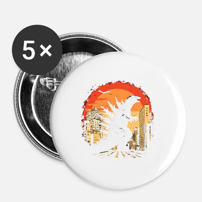 Kaiju Monster Design Sunset Gift Idea - Buttons large 2.2''/56 mm (5-pack) - white