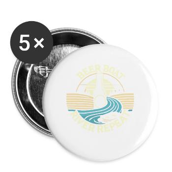 Bierboot-Fluss-Wiederholung - Buttons groß 56 mm (5er Pack) - Weiß - Vorne