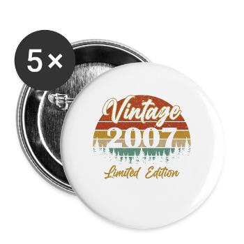 18 Ans 2007 Vintage Rétro Cadeau d’anniversaire - Lot de 5 grands badges (56 mm) - blanc - Devant