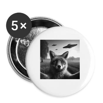 Fox Reynar Funny Graphic Selfie with UFOs Weird Al - Buttons large 2.2''/56 mm (5-pack) - white - Front